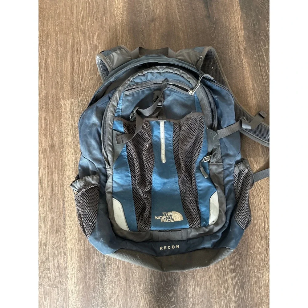 The North Face Recon Backpack Navy Blue Grey Hiking School Travel Bag